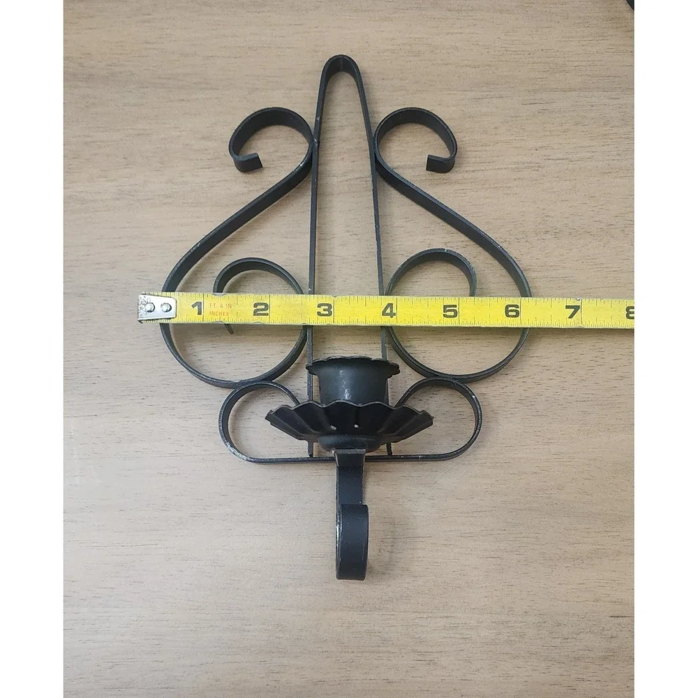 Vintage pair of  Black Metal Candle Sconce  For Peg Votive Or Taper Candle
